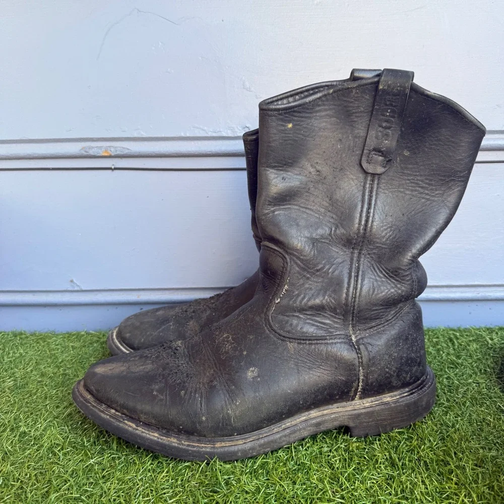 Red Wing Pecos 1125 Black Leather Pull On Work Boots Mens 11.5 E2 Made in USA